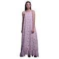 thumbnail image 1 of Bimba Robe de Nuit Imprimée Light Purple3 à Feuilles Florales et Primevère pour Femmes Longue à Bretelles Spaghetti Robe Maxi Vêtement de Nuit Grande, 1 of 5
