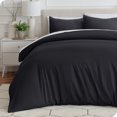thumbnail image 1 of Bare Home Housse de Couette Sablée - Ultra Douce - Premium 1800 Collection - Ensemble 3 Pcs - Grand Lit, Noir, 1 of 8