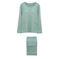 thumbnail image 1 of Besolor Pyjama Décontracté pour Femmes, Ensemble 2 Pcs, Haut à Col Ras du Cou Doux à Manches Longues et Pantalon, Tenue de Nuit Pjs avec Coussinet, 1 of 7
