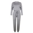 thumbnail image 4 of Mrat Womens Outfits Two Piece 2 Piece Jogging Sets Solid Polyester Long Sleeve Sweatsuits Sets Two Piece Track Suits Drawstring High Waist Pants Set Comfy Outfits B-Gray 5XL, 4 of 4