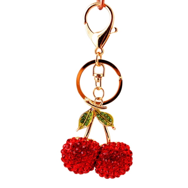 Miangastore Creative Keychain Alloy Simulation Cherry Bling-bling Keychain Keyring Handbag Decorations Hanging Pendant for Girls Women Lover Gift (Red)