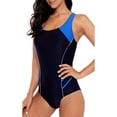 thumbnail image 3 of Beautyin Women's Swimsuit One Piece Color Block Cross Back Athletic Modest Swimwear, 3 of 6