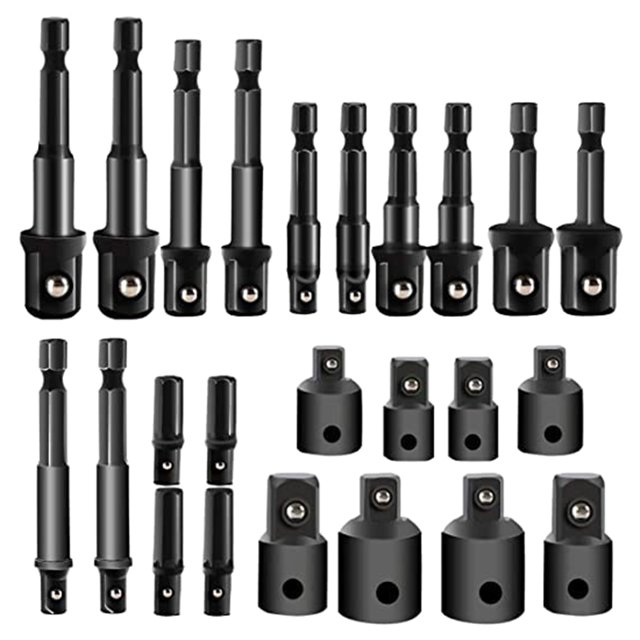 Amdohai 24 Pcs Adaptateur d'Extension à Impact & Prise Kit de Prise d'Extension de Perceuse Portable