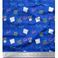 thumbnail image 1 of Soimoi Blue Moss Georgette Fabric Heart & Love Text Printed Fabric 1 Yard 42 Inch Wide, 1 of 5