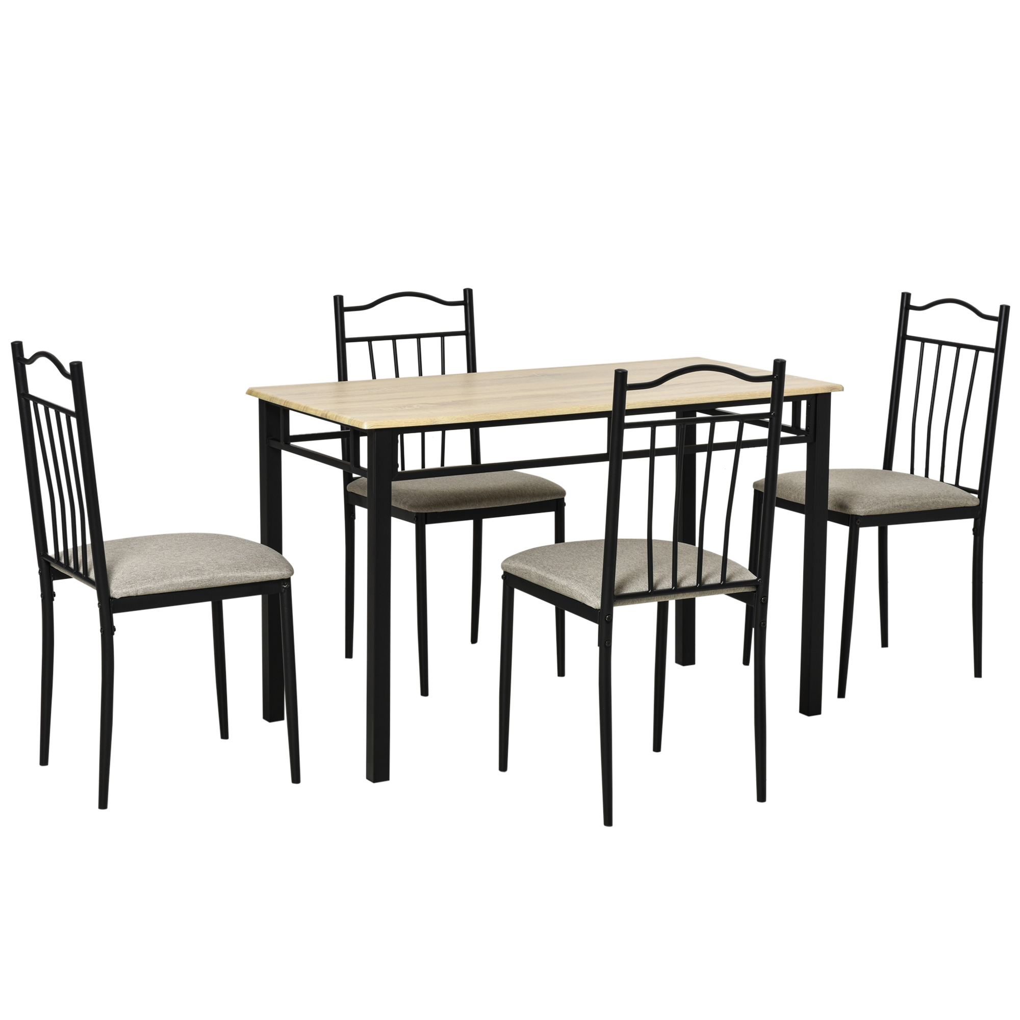 HOMCOM 5 Pieces Dining Set 1 Table 4 Chairs Cushion Seat Home Kitchen