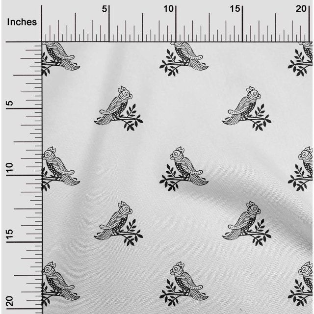 oneOone Tissu en Coton Flex Imprimé Bloc d'Oiseaux 40 Pouces de Large