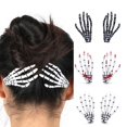 thumbnail image 2 of 1 Pce Punk Gothique Halloween Zombie Crâne Squelette Main Os Pince à Cheveux Pinces à Cheveux, 2 of 5