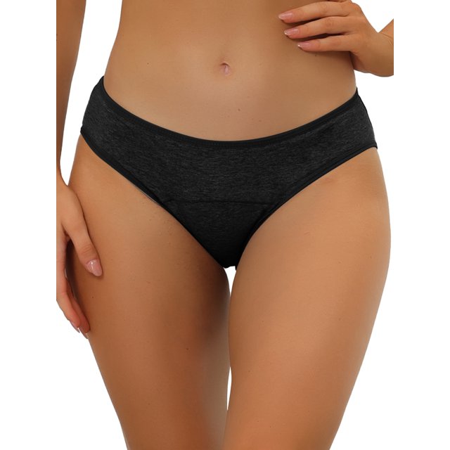 INSPIRE CHIC Women's Period Underwear Mid-Rised Hipster Panties, Available in Plus Size XL Black