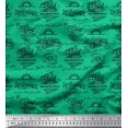 thumbnail image 1 of Soimoi Green Georgette Viscose Fabric Sun & Text Printed Fabric 1 Yard 42 Inch Wide, 1 of 5