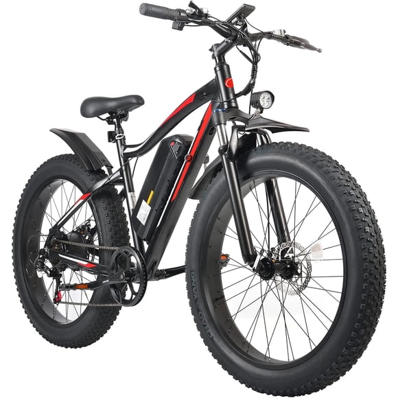 Wheelspeed Vélo Électrique pour Adultes 26 Pouces X 4.0 Pouces, Moteur 500W Batterie Amovible 48V 696Wh Autonomie Max 85km Vitesse 32km/h Vélo Électrique à Gros Pneus, Shimano 7 Vitesses Neige Plage Vélo Électrique
