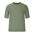 thumbnail image 4 of Gspmoly T-Shirt Homme, Mode Été Homme Tricot Décontracté Couleur Unie Manches Courtes Col Rond Chemisier Sortie Hauts Soldes d'Été, 4 of 6
