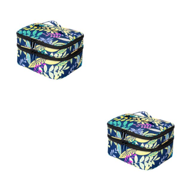 Redempat Nail Polish Storage Bags Made With Polyester For Everyday Sturdy And Durable Dark blue base leave 2Set