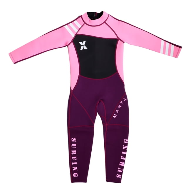 2.5MM Neoprene Piece Full Wetsuit Kids Swimsuit Protection Swim Suit Surfing Scuba Diving pink L