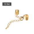 thumbnail image 3 of Unique Bargains 10Sets 8mm Leather Cord End Caps with Lobster Clasps & Extender Chain for DIY, Light Golden, 3 of 7