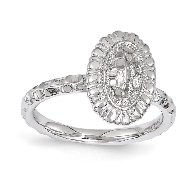 Bague Ovale en Argent Sterling Stackable Expressions Rhodié Taille 10