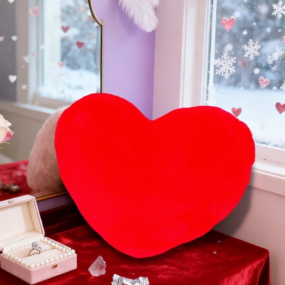 Plush Pillow 1Pcs 12.99x9.84" Faux Rabbit Fur Heart-Shaped Pillow Personalized Sofa Cushion Bedside Decorative Adorable Home Decor JASKFLY
