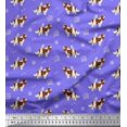 thumbnail image 1 of Soimoi Purple polyester Crepe Fabric Bird,Paw & Cocker Spaniel Dog Print Fabric by Yard 42 Inch Wide, 1 of 3