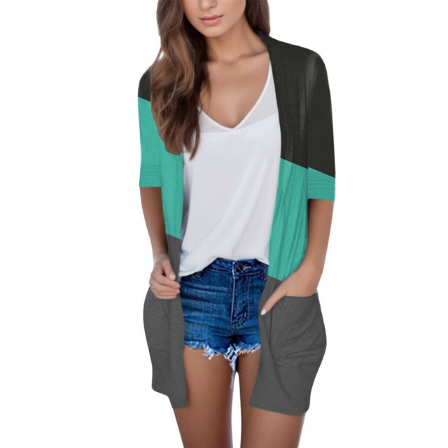 Cardigan à Manches Longues pour Femmes, Cardigan d'Automne à devant Ouvert avec Poches, Duster Décontracté, Chandail Cardigan Léger