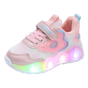 Povozer LED Light Up Shoes for Girls Toddler Walking Shoes Girls Kids Children Baby Casual Shoes(Pink,8.5)