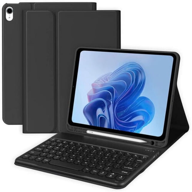 For iPad Mini 5th 4th 3rd 2nd 1st With Colorful Keyboard Leather Stand Cover Case Round Key Wireless Keyboard For 7.9inch Tablet Leather Keyboard F French
