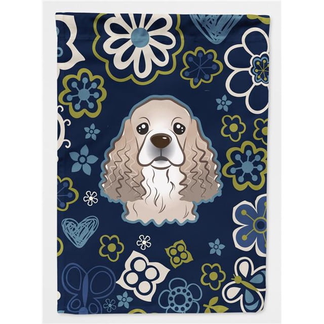 Carolines Treasures BB5067GF Blue Flowers Cocker Spaniel Garden Size Flag