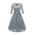 thumbnail image 2 of Robes de Collation des Grades pour Femmes, Style Vintage, Col en V, Dentelle, Aguichant, Robe en Dentelle à Manches Longues, Robes pour Invitées de Mariage, Été, en Liquidation, 2 of 5