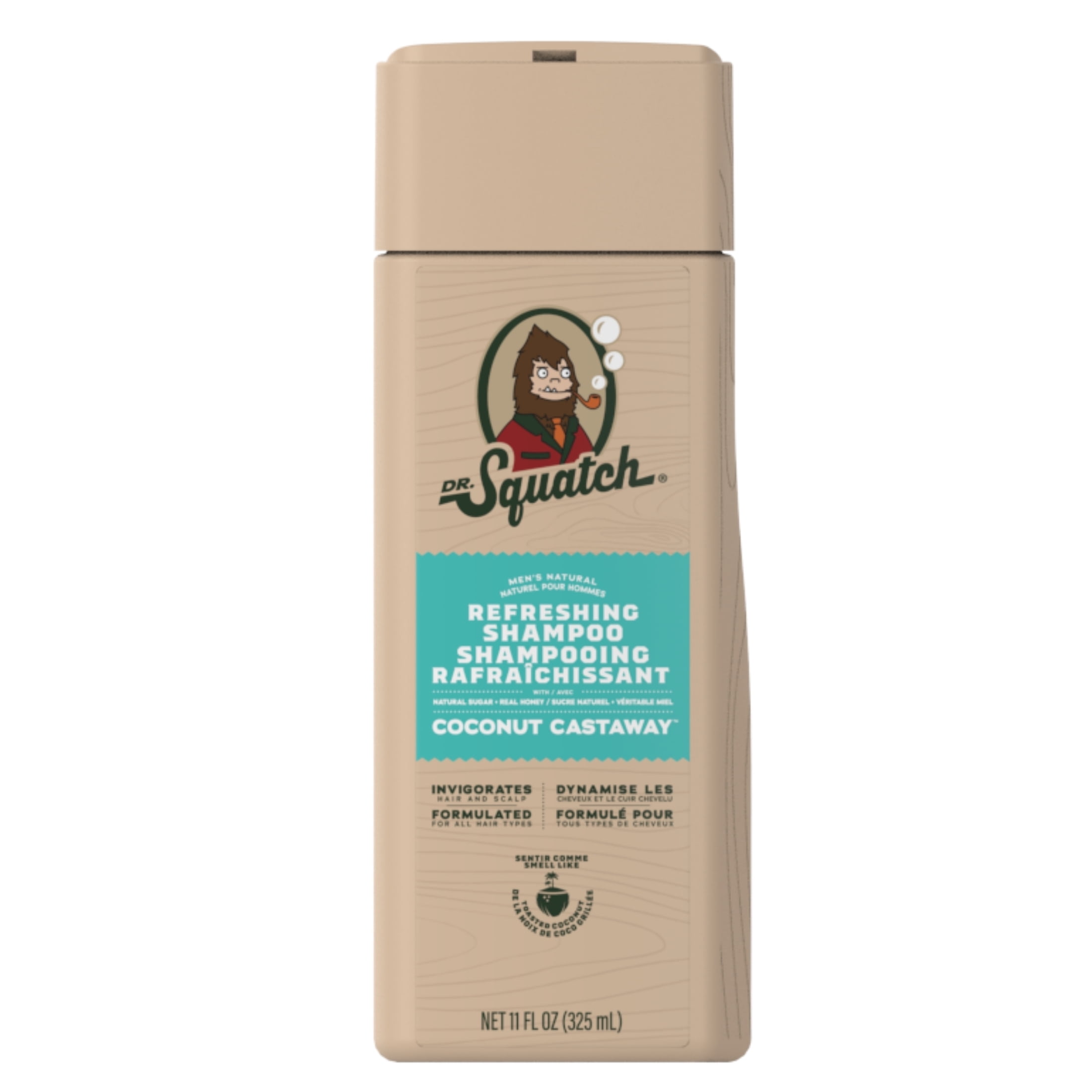 Dr. Squatch Coconut Castaway Natural Hair Shampoo for Men, 11 fl oz