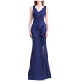 thumbnail image 2 of UPPADA Wedding Guest Dresses for Women One Shoulder Ruched Formal Evening Dress Wrap Ruffle Hem Dress Halter Bodycon Maxi Dress High Waist Party Prom Gown Cocktail Dress Days 2025, 2 of 5