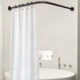 thumbnail image 2 of Misounda Tringle de Rideau de Douche en L, Coins Courbés Réglables, Tringles de Rideau de Douche à Perçage, Installation en Acier Inoxydable 27.5-39.4Ã-35.4-47.2 avec 24 Anneaux de Douche pour Salle de Bain, Baignoire, Magasin de Vêtements - Noir, 2 of 10