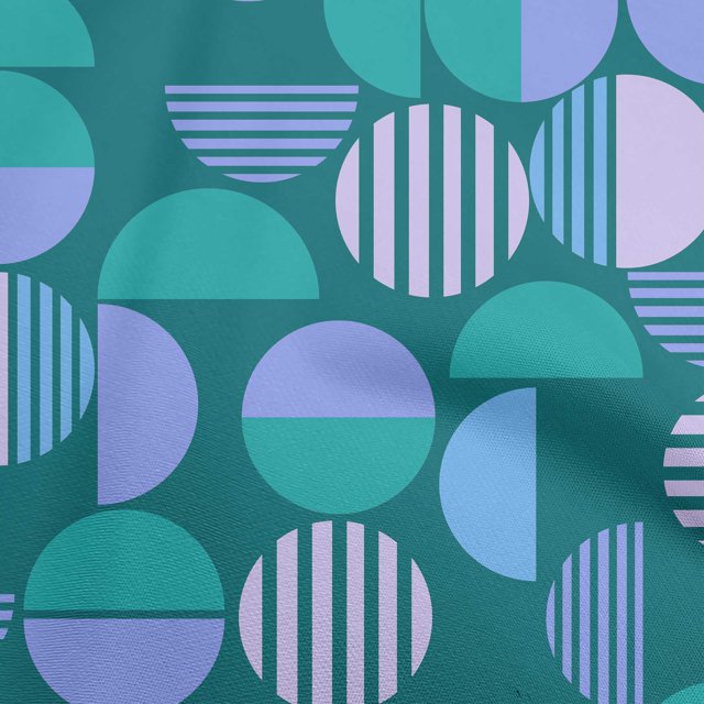 oneOone Polyester Spandex Teal Blue Fabric Geometric Sewing Material Print Fabric By The Yard 56 Inch Wide