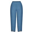thumbnail image 4 of RXIRUCGD Women's Summer Comfortable Loose Wide Legged Fashion Solid Color Capris, Blue, Size: XL, 4 of 5
