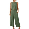 thumbnail image 1 of zanvin Camisole pour Femmes, Ensemble Estival 2 Pcs Mode Femme Col Rond Uni Sans Manches Blouse + Pantalon Ample à Poches, 1 of 4