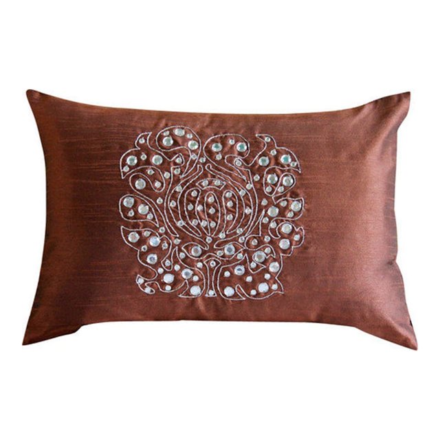 The HomeCentric Decorative Pillow Covers, Decorative Pillow Covers 12x18 inch (30x45 cm) Orange, Silk Rectangular Pillow Covers, Handmade Pillow Covers - Crystal Evening