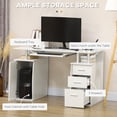 thumbnail image 4 of HOMCOM 47" Computer Desk with Keyboard Tray and Storage Drawers White, 4 of 10