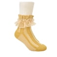 thumbnail image 2 of RXIRUCGD 3PC Children's Lace Lace Girls' Socks Cotton Mesh Princess Socks Cute Mid Length Socks( Yellow, Size:M ), 2 of 3