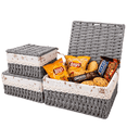 thumbnail image 1 of MEHOOM 3 Pcs Wicker Basket, Baskets for Organizing, Storage, Woven Storage Baskets for Bedroom, Closet, Table, or Living Room (Gray), 1 of 10