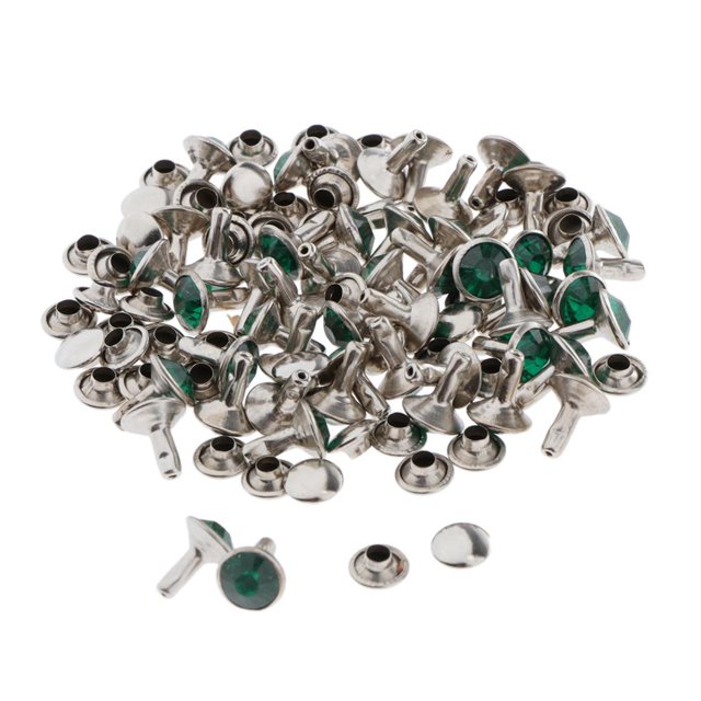 veasfak 50 Sets Double Side Rivets Studs DIY Shoes Clothes Snap Button 7mm - Yellow, 7mm Green
