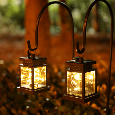 JHY DESIGN Ensemble de 2 Lanternes Solaires, Lanterne Suspendue d'Extérieur avec Lumières DEL Blanc Chaud (Noir)