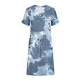 thumbnail image 4 of EGNMCR Robes d'Été Femmes Tendance 2024 Robe Décontractée pour Femme Imprimée à Manches Courtes Col Ras du Cou à Lacets avec Poches, 4 of 6