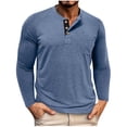 thumbnail image 2 of Yusimy Chandail Henley pour Homme à Manches Longues, Col Rond, Boutonné, Couleur Unie, avec Poche, Mode Décontractée, 2 of 6