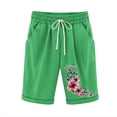 thumbnail image 2 of LOVZFMLL Women's Elastic Waist Printing Drawstring Shorts Green S, 2 of 3