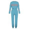 thumbnail image 5 of Posijego Ensemble Femme 2 Pcs Tenue Rayée Décontractée Manches Longues Col Ras du Cou Hauts Pantalons à Cordon Ensembles Détente P-5TG, 5 of 5