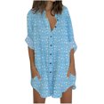 thumbnail image 1 of Fridja Chemise Femme Courte Mini Robe à Manches 3/4 Imprimé Couleur Patchwork, 1 of 5