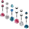 thumbnail image 1 of BodyJ4You 6PCS Belly Button Rings 6 Replacement Balls 14G Steel Aqua Pink CZ Navel Body Jewelry, 1 of 6