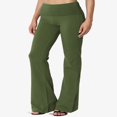 thumbnail image 3 of Pantalon de Yoga Décontracté pour Femmes Grande Taille, Basique, Taille Repliable, Confortable, en Coton Extensible, Coupe Bootcut, 3 of 7