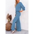 thumbnail image 3 of ORUYROP Ensemble de Pull 2 Pcs pour Femmes Haut Court à Manches Longues et Pantalon Large, 3 of 7