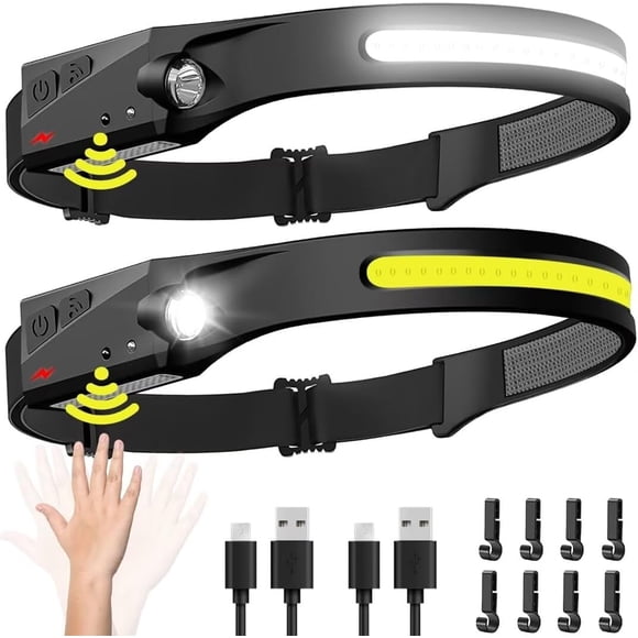 Carlikeit Lampe Frontale à DEL LumiLight Rechargeable, Bande Lumineuse à Faisceau Grand 230 ° avec Capteur de Mouvement, 5 Modes, Lampe Frontale Légère et Étanche pour le Camping, la Randonnée et l'Utilisation Extérieure