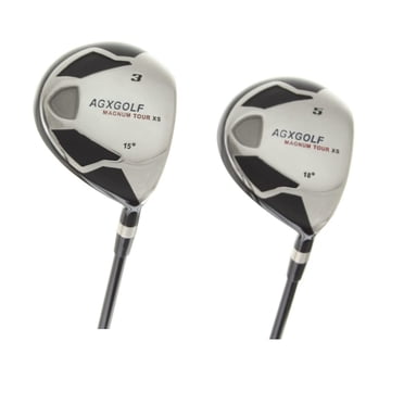 AGXGOLF Magnum XS 3 + 5 Fairway Woods Set: Right Hand Men's 2X-Tall (+2.0 inch) Length, Senior Flex Graphite Shafts + Head Covers; USA Built!
