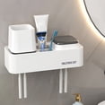 thumbnail image 1 of Toothbrush Holder for Bathroom Wall Mounted with Toothbrush Cup | Adhesive Toothbrush Toothpaste Organizer for Tiles Glass Metal | Bathroom Accessories for Toothbrush and Toothpaste Storage, 1 of 9
