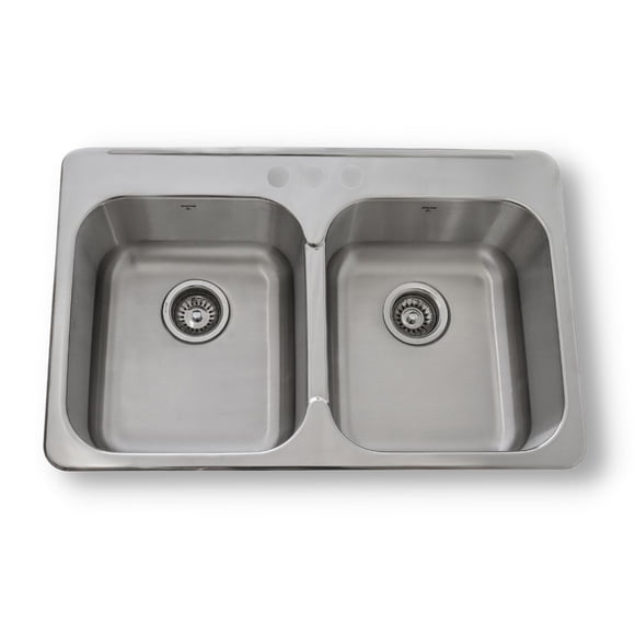 ONEX® Drop-in Double Bowl 31"X20" -8"d Stainless Steel Sink OD3120-8
